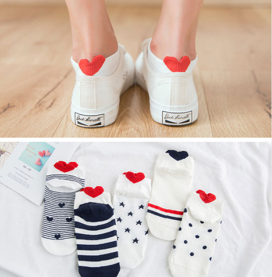 Короткие хлопковые носки с сердечками